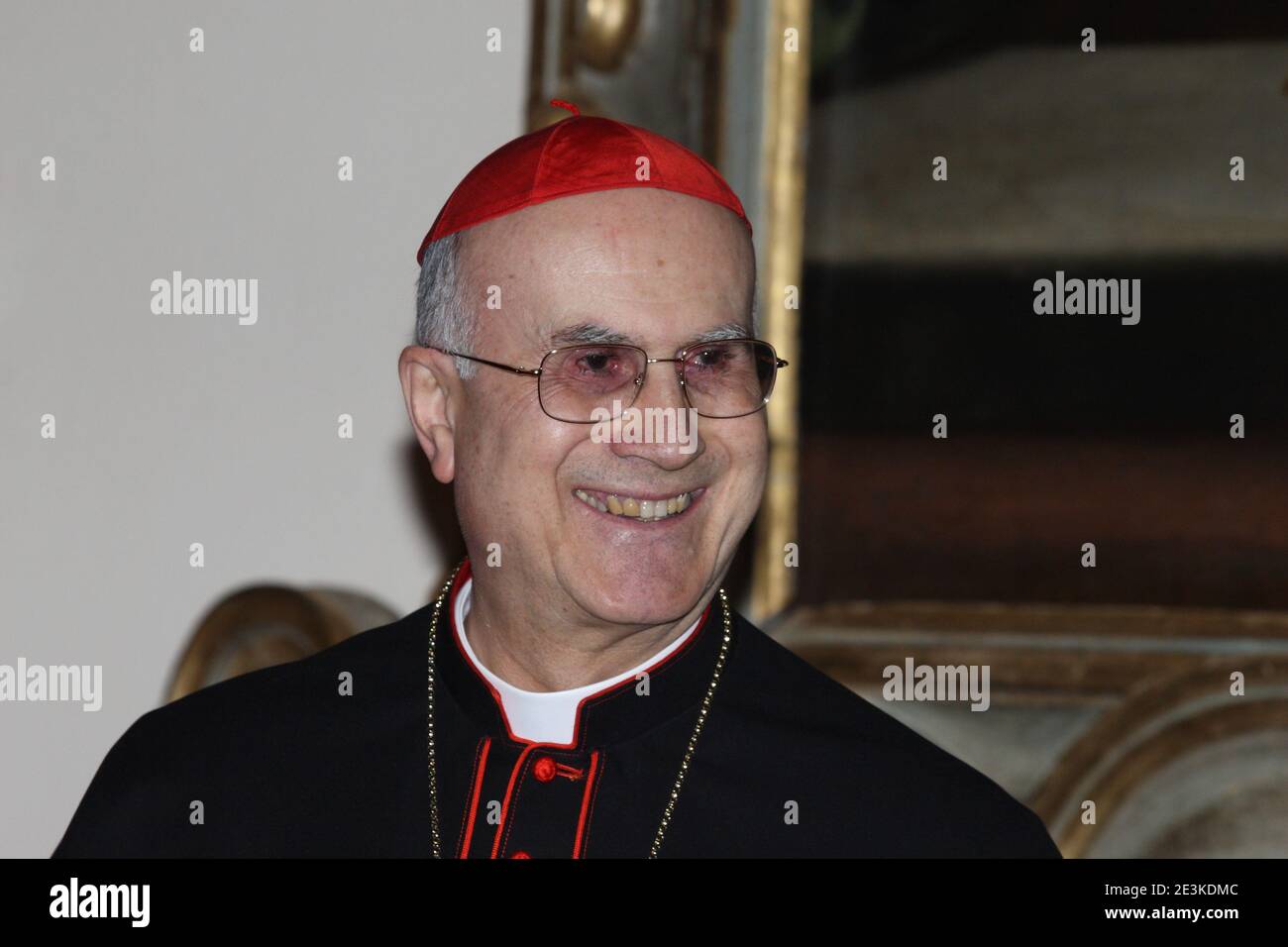Il Cardinale Tarcisio Bertone a Montecassino per le celebrazioni di San Benedetto 21 marzo 2010 Foto Stock
