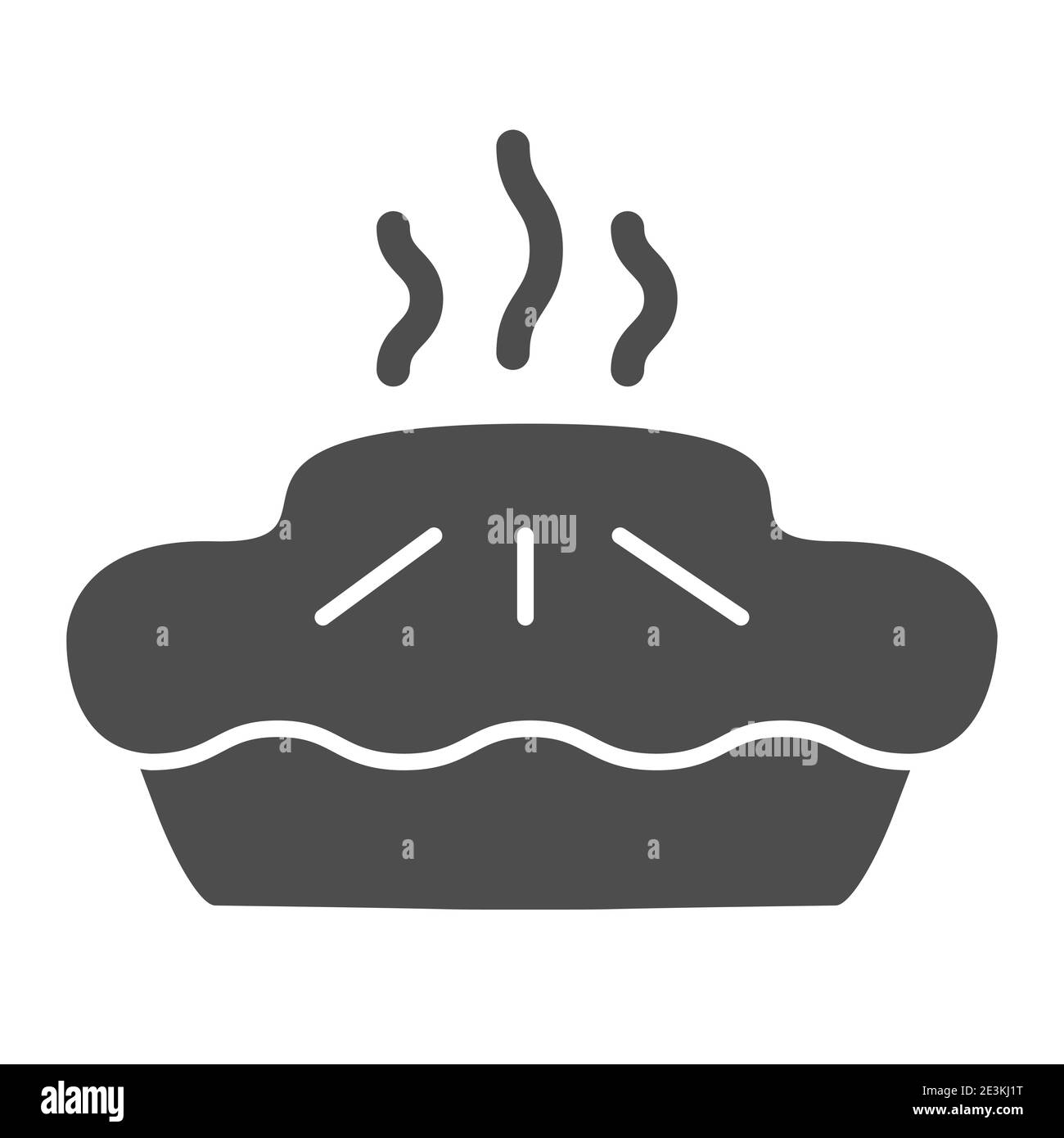 Icona di torta solida, concetto di panetteria, segno di torta su sfondo bianco, icona torta calda in stile glifo per il concetto mobile e web design. Grafica vettoriale. Illustrazione Vettoriale