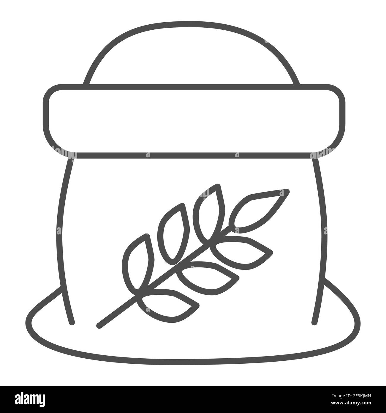 Farina in sacchetto aperto sottile linea icona, panificio concetto, sacchetto di grano segno su sfondo bianco, sacco di farina icona in stile profilo per mobili concetto e. Illustrazione Vettoriale