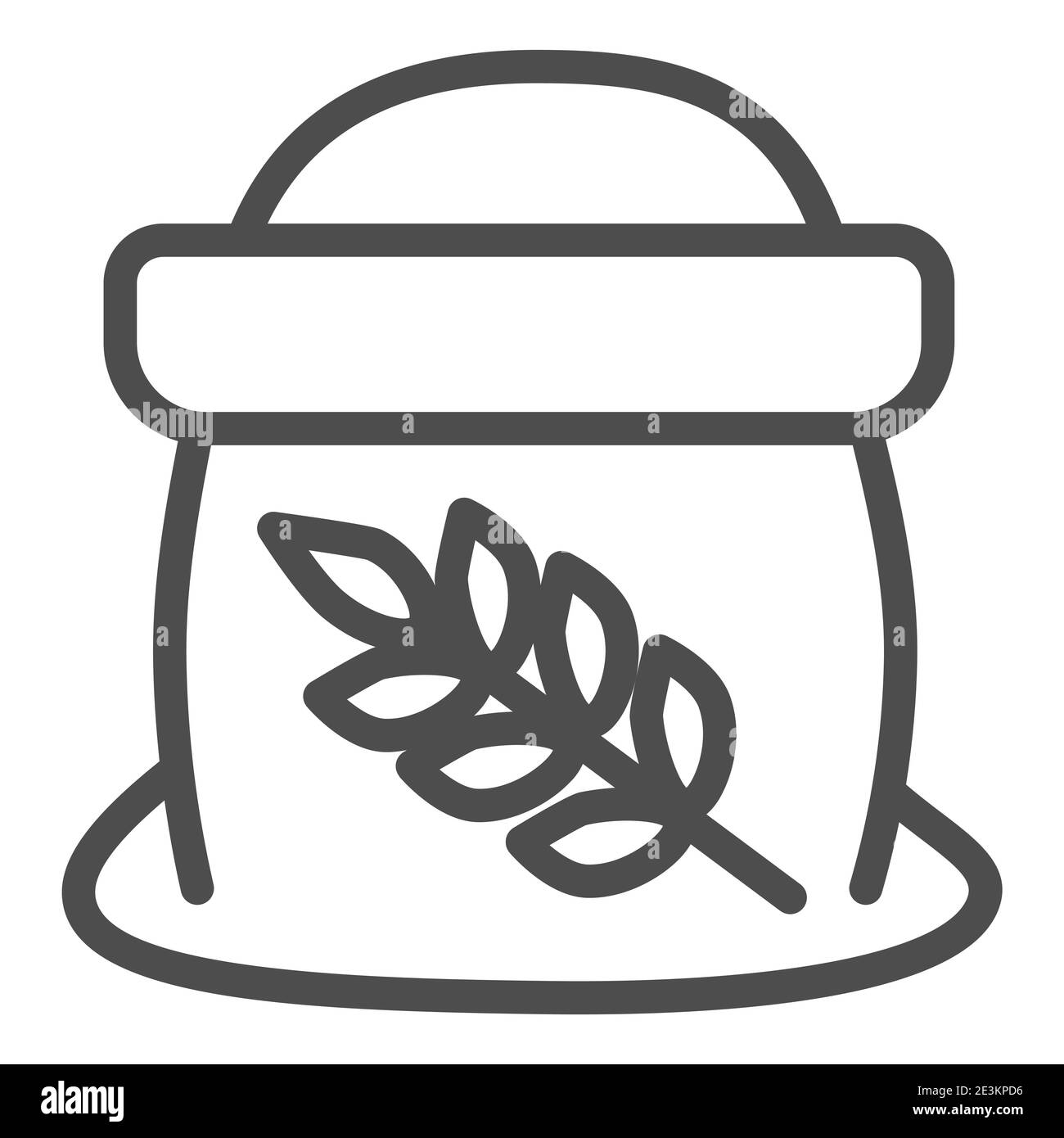 Farina in confezione aperta icona linea, panificio concetto, sacchetto di grano segno su sfondo bianco, sacco di farina icona in stile profilo per mobile concept e web Illustrazione Vettoriale