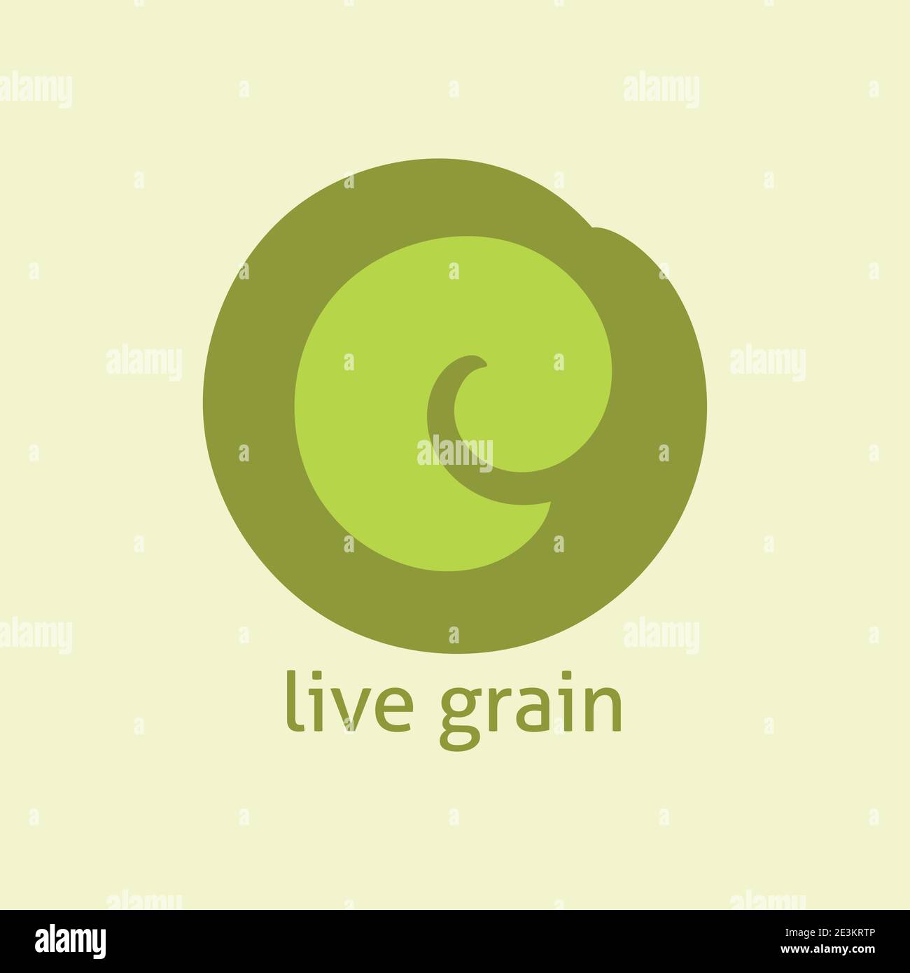 Modello di logo Live Grain con germe di grano. Logotipo vettoriale semplice. Colori CMYK Illustrazione Vettoriale