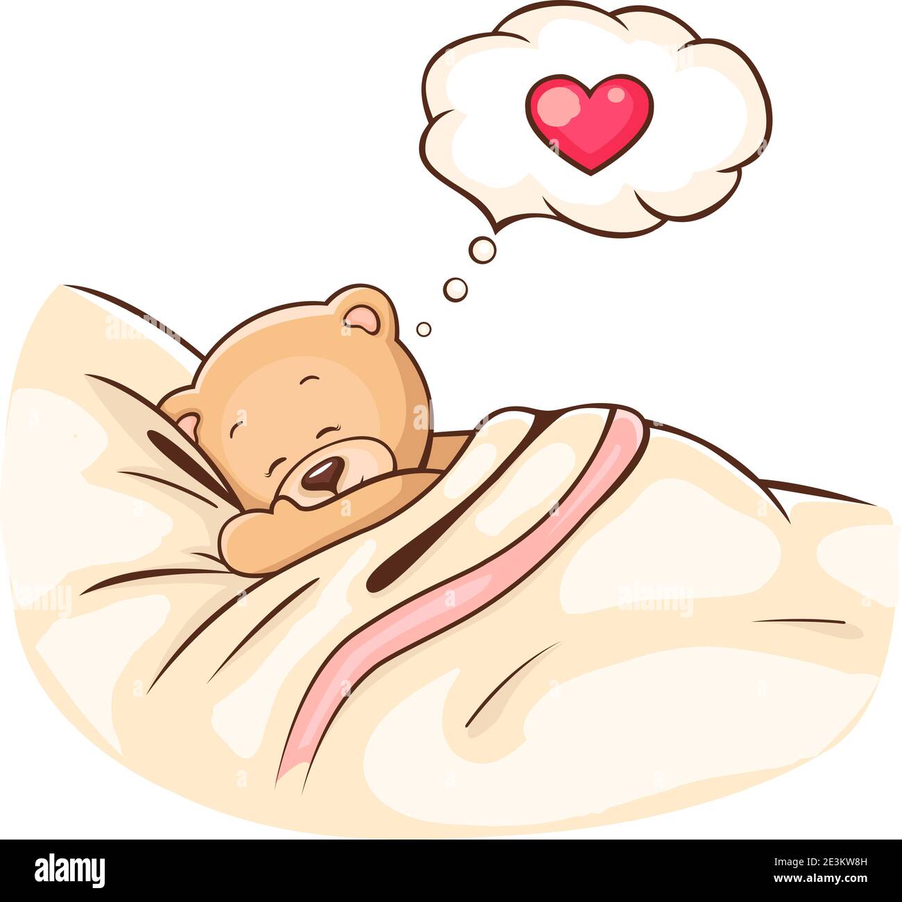 Illustrazione di cute Teddy Bear dorme su cuscino. Illustrazione Vettoriale