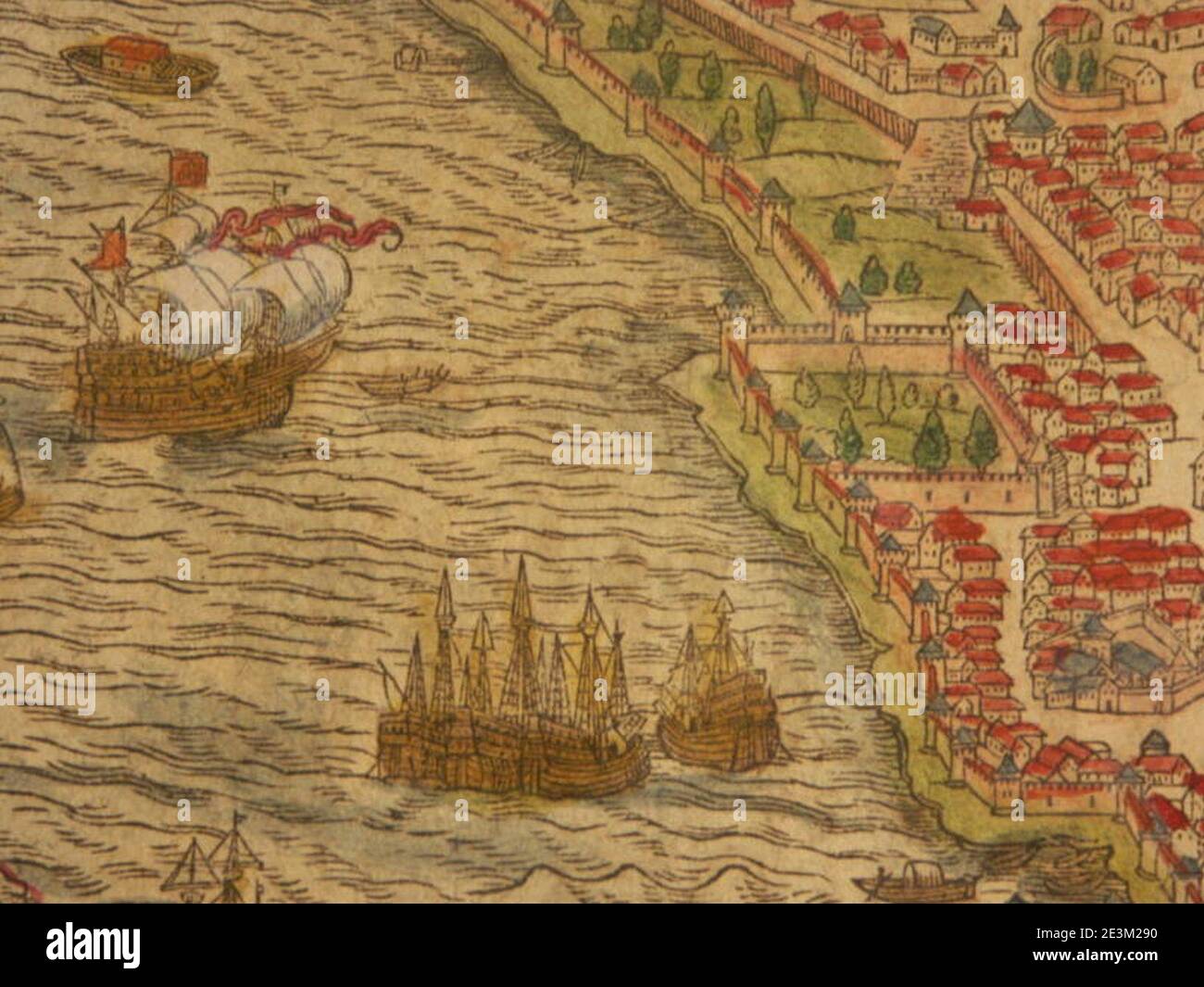 Mappa di Bisanzio (1600) detail3. Foto Stock