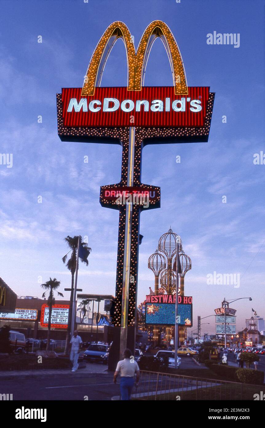 Cartello McDonalds sulla Strip a Las Vegas, Nevada Foto Stock