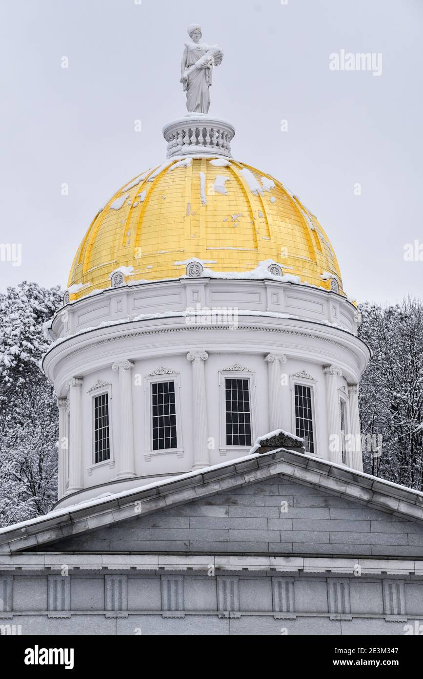 Cupola dorata della Vermont state House, Montpelier, VT, USA, New England. Foto Stock