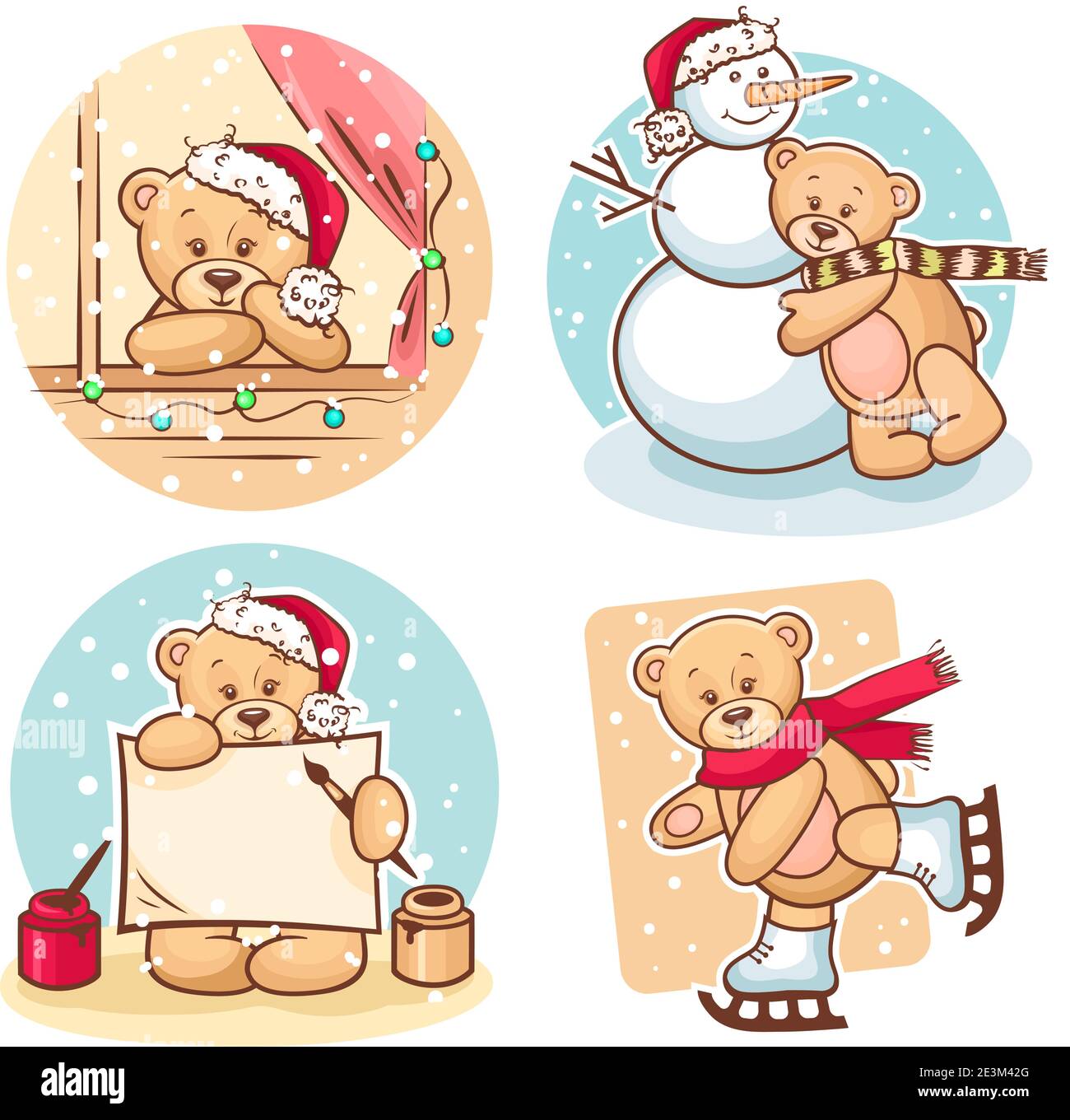 Simpatica illustrazione degli orsi di Natale Teddy, per il design xmas. Illustrazione Vettoriale