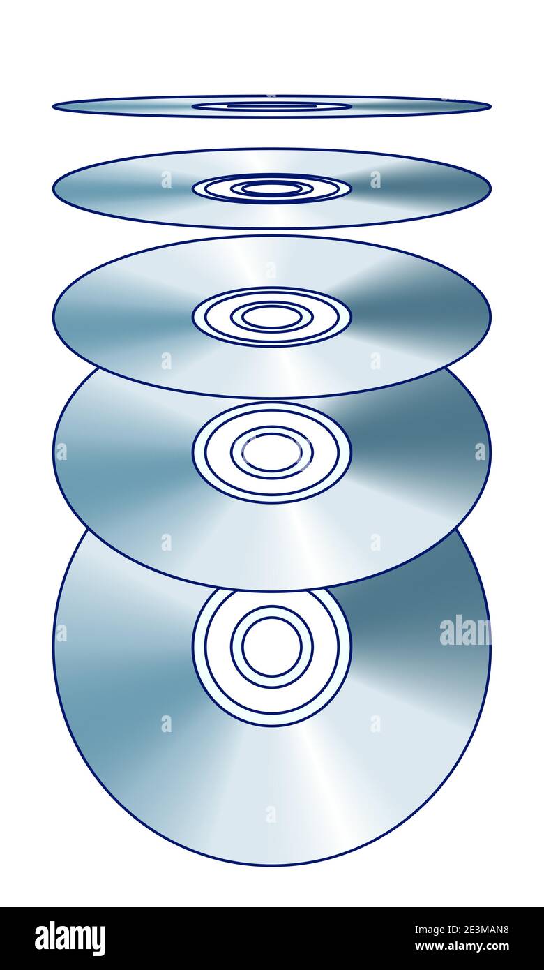 Immagine del set di compact disc ottici digitali Illustrazione Vettoriale