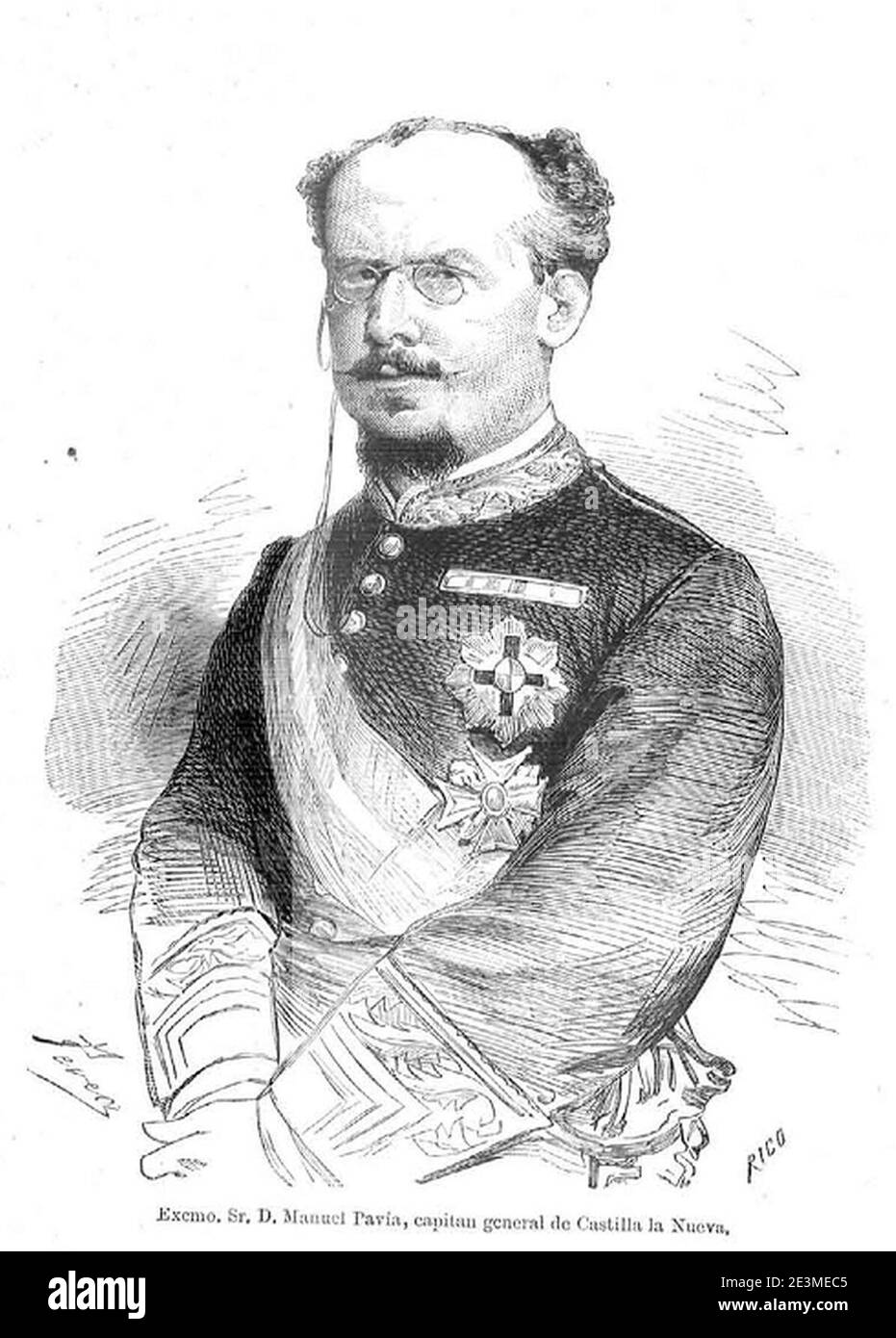 Manuel Pavía, Capitán General de Castilla la Nueva. Foto Stock