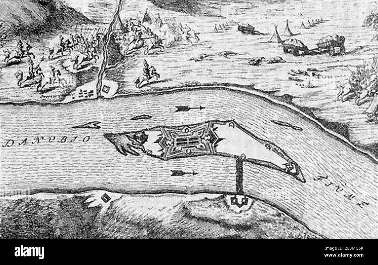 Mappa di Ada Kaleh, primo periodo moderno. Foto Stock