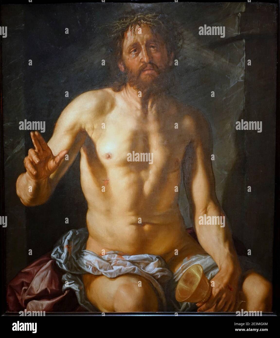 Uomo dei dolori con un calice (Cristo Redentore), di Hendrick Goltzius, olandese, 1614, Foto Stock