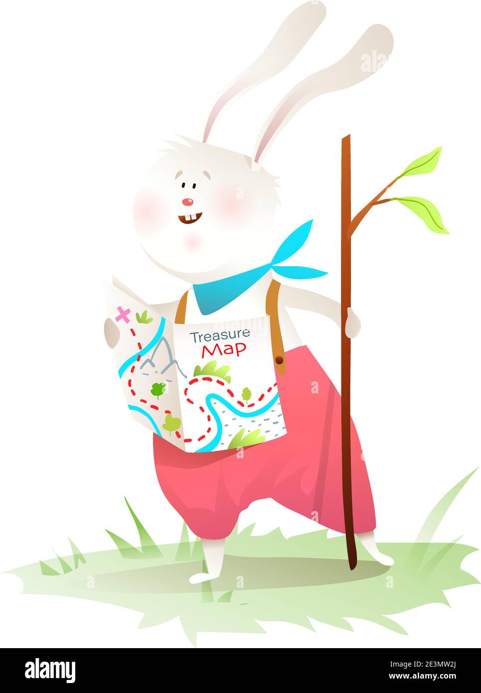Little Rabbit o Lepre per i bambini andare a fare escursioni in foresta Illustrazione Vettoriale
