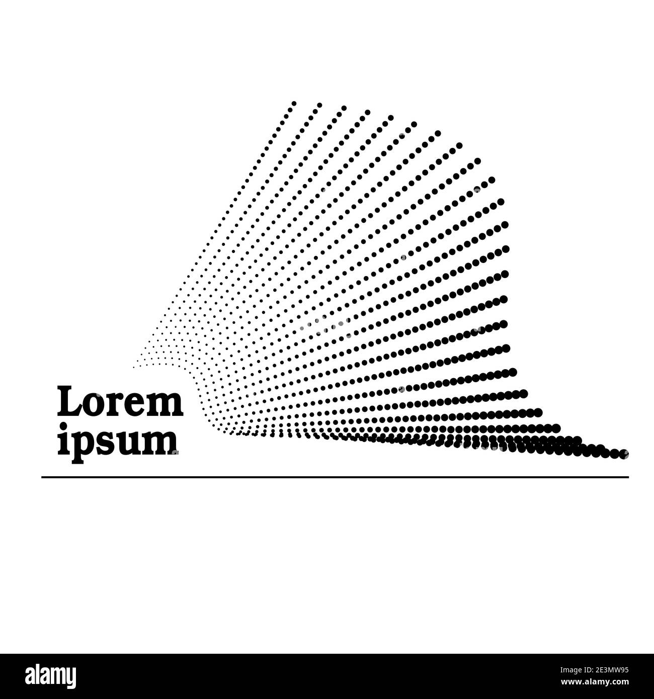 Modello di icone vettoriali punteggiate nere. Logo semplice forma ondulata. Squiggle linee puntate. Modello di mezzitoni astratto. Design monocromatico. Grafica digitale Illustrazione Vettoriale