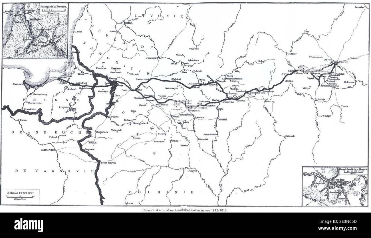 Marschroute Große Armee 1812 1813. Foto Stock