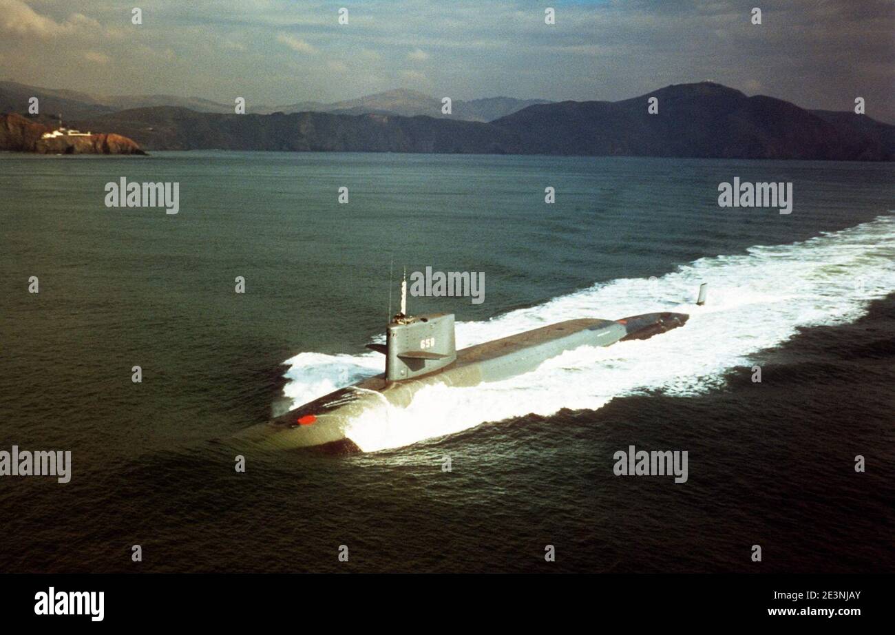 Mariano G. Vallejo (SSBN-658) sul mare febbraio 1991. Foto Stock