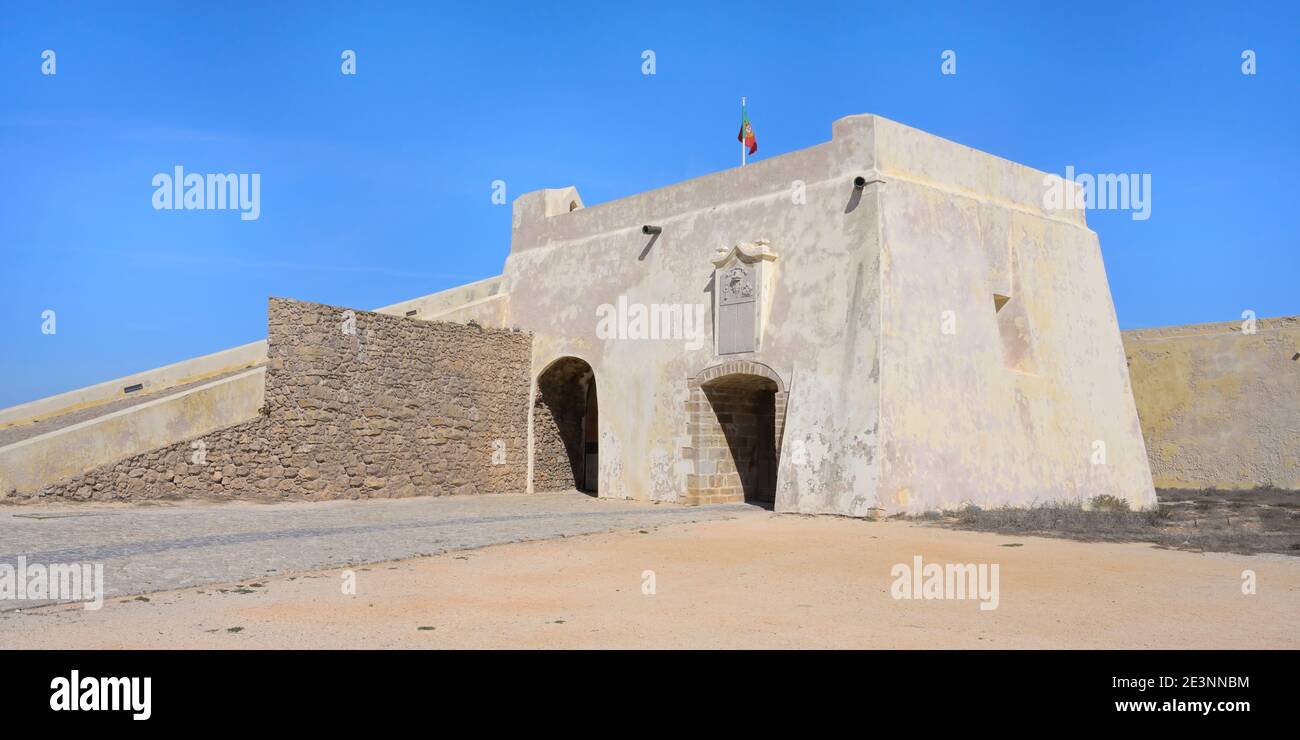 Gatehouse, Sagres Fortezza, Sagres, Vila do Bispo, Faro quartiere, Algarve, Portogallo Foto Stock