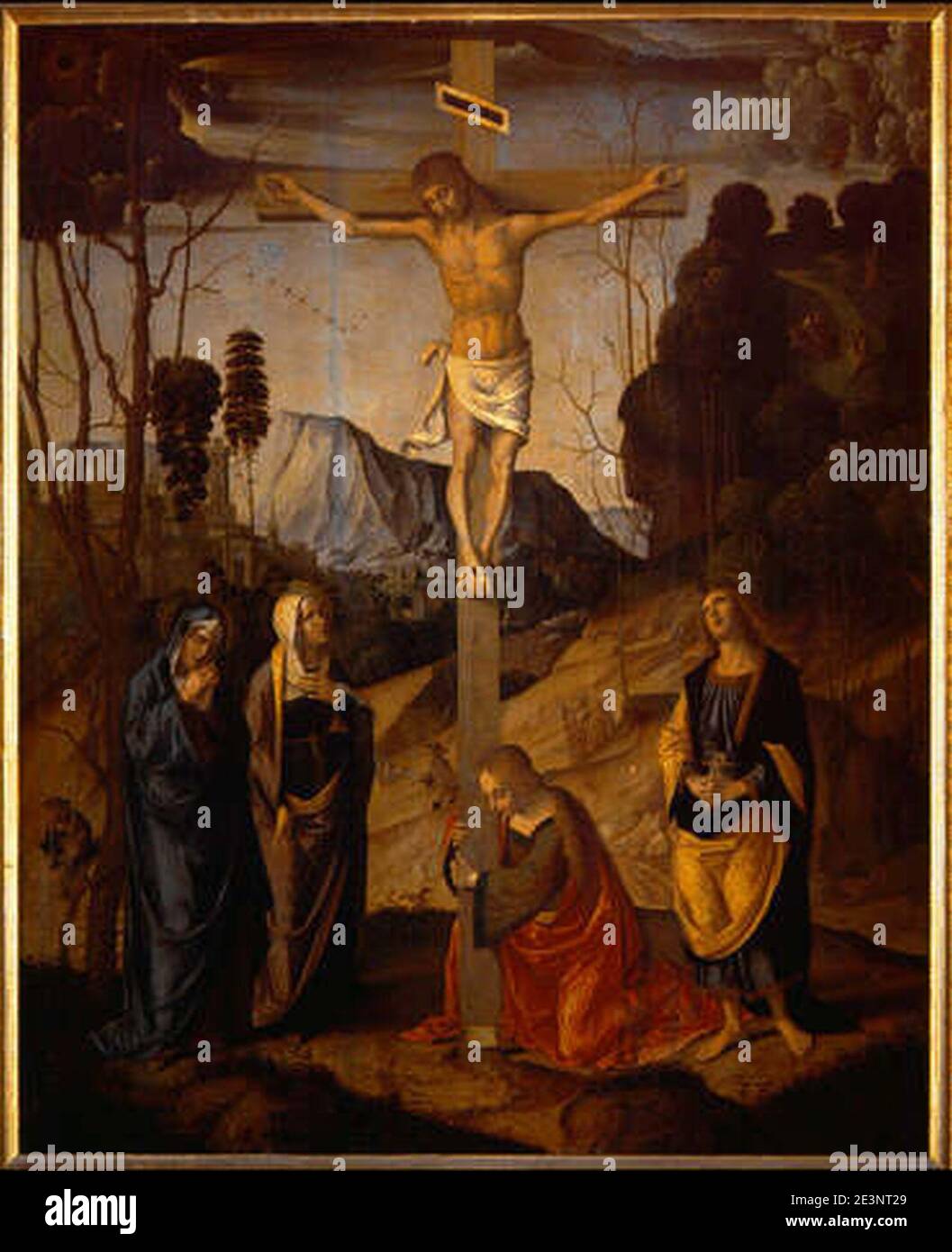 Marco palmezzano, crocifissione degli Uffizi. Foto Stock