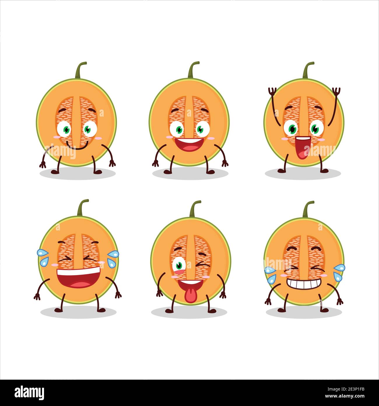 Cartoon personaggio di fetta di melone con espressione sorriso. Illustrazione vettoriale Illustrazione Vettoriale