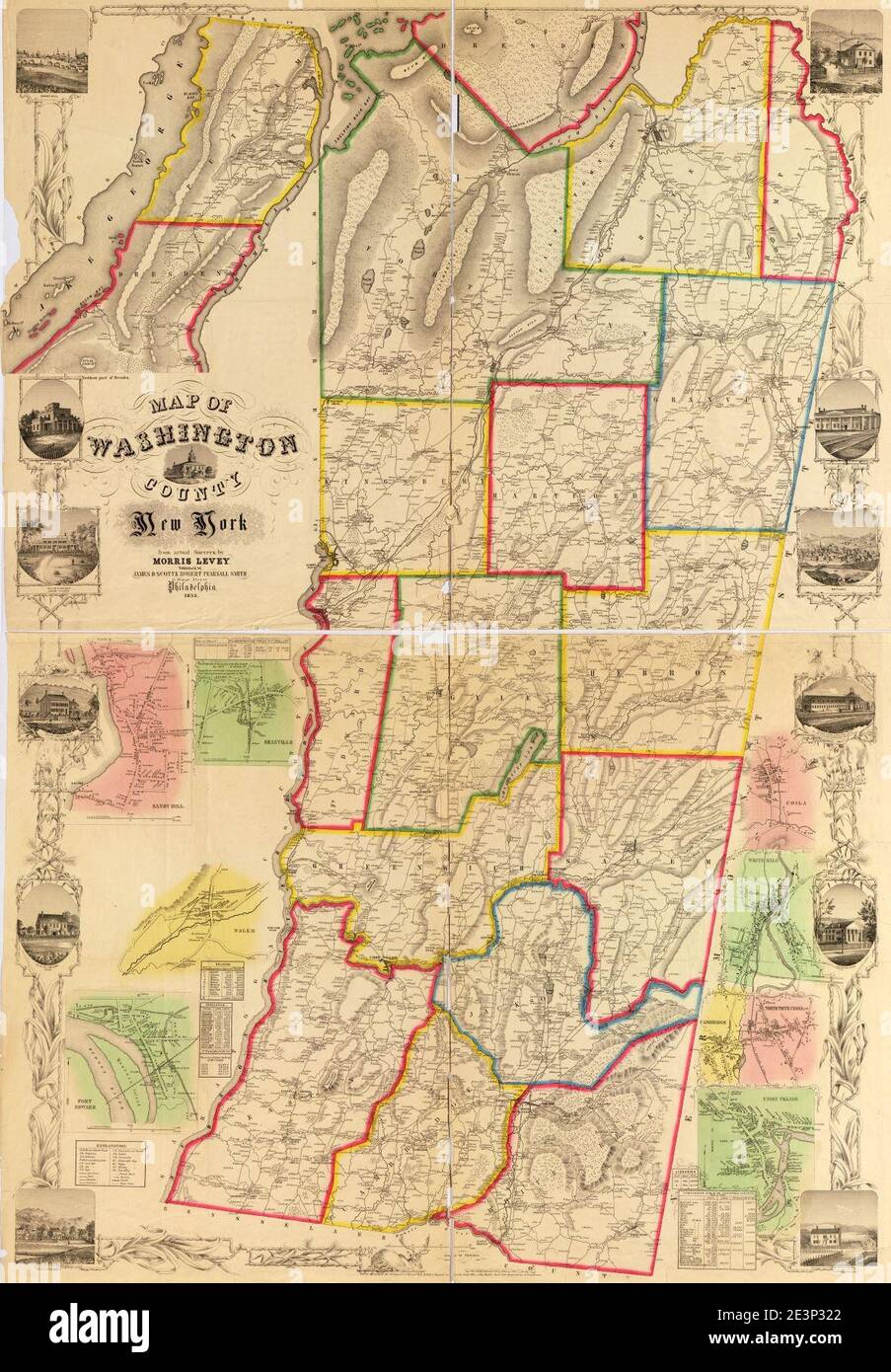 Mappa della Contea di Washington, New York Foto Stock