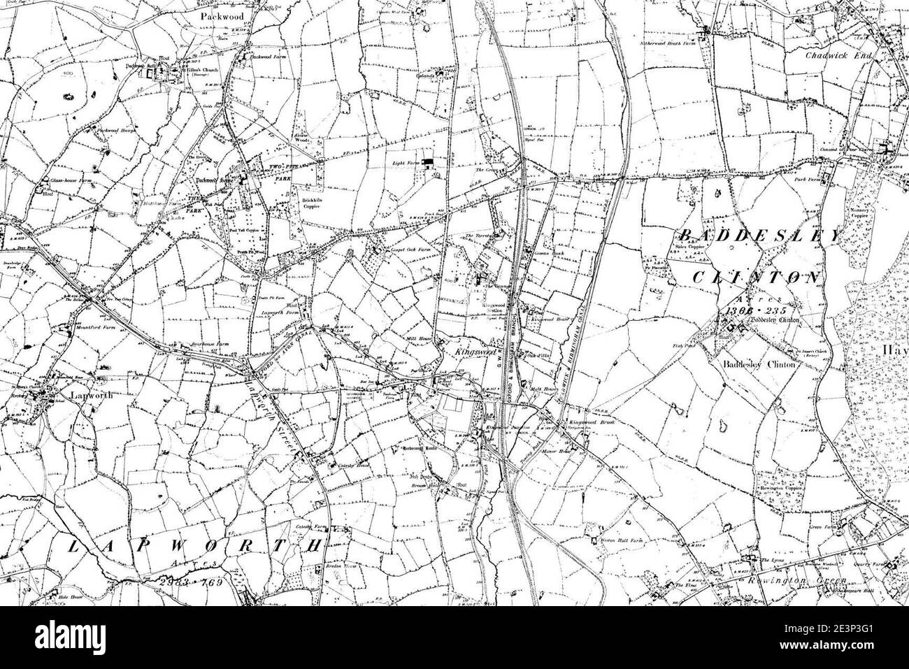 Mappa di Warwickshire OS nome mappa 025-SW, Ordnance Survey, 1884-1893. Foto Stock