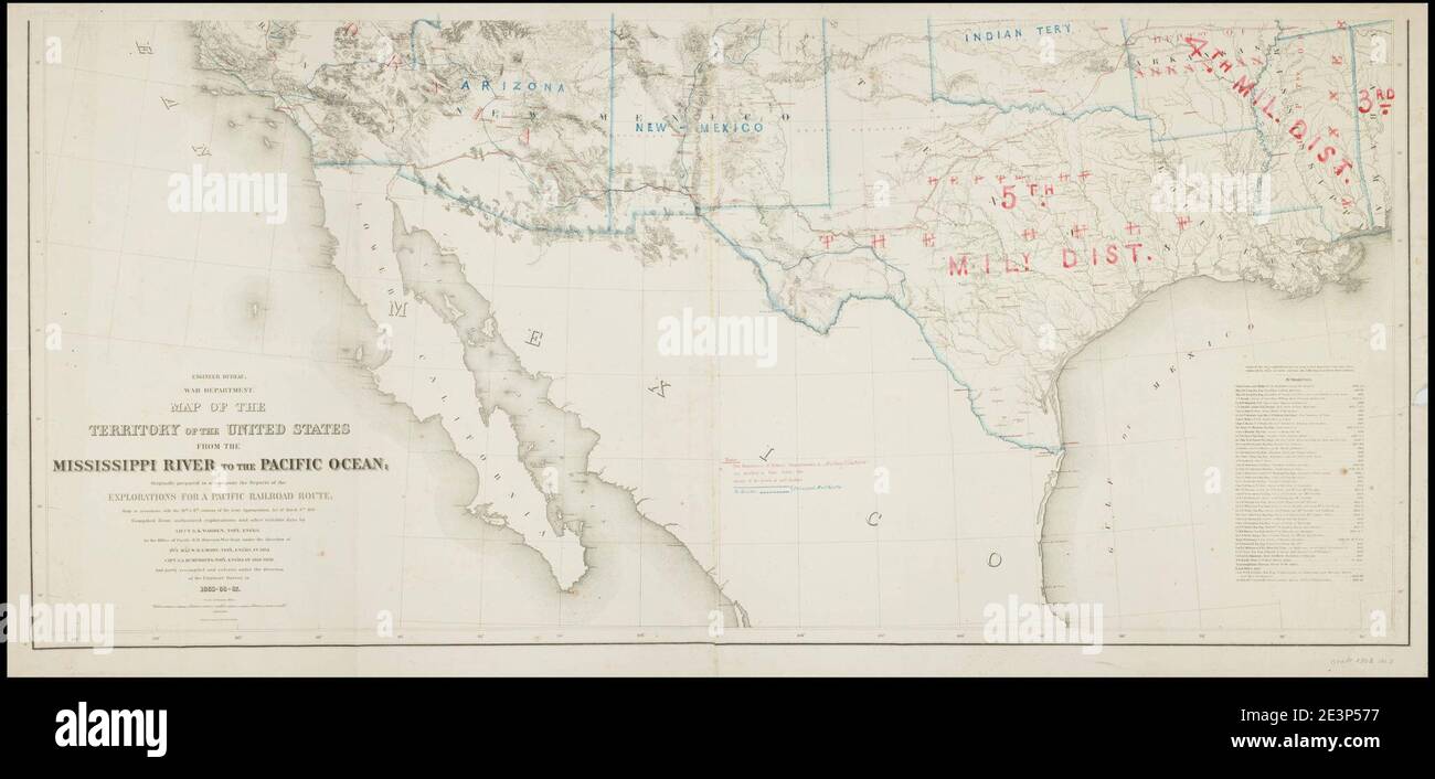Mappa del territorio degli Stati Uniti dal Dal fiume Mississippi all'Oceano Pacifico Foto Stock