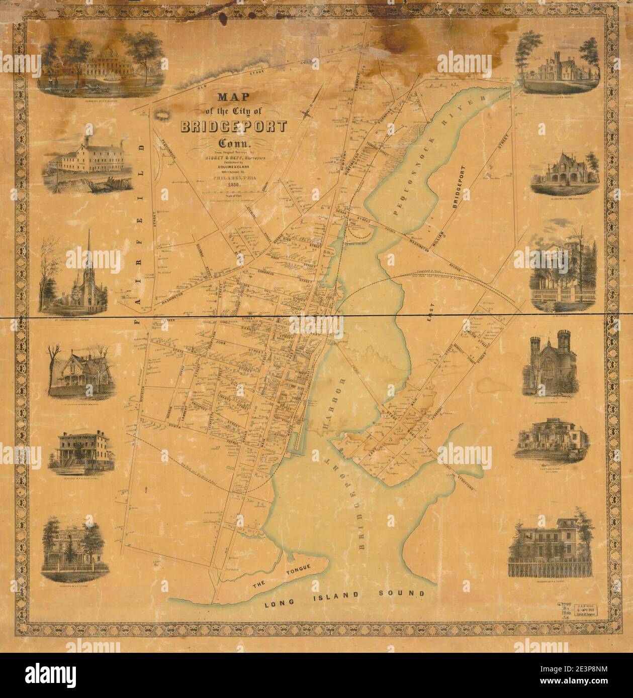 Mappa della città di Bridgeport, Conn. Foto Stock