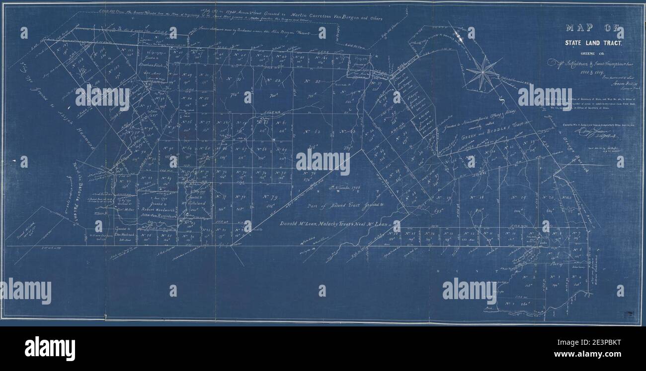 Mappa del tratto di terra di stato, Greene Co. - fatto ai sensi della legge, Simeon DeWitt, Surveyor Gen'l. Foto Stock