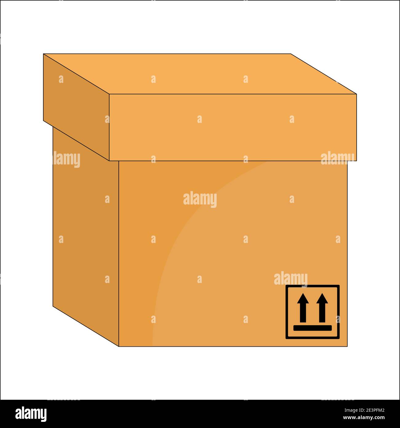 Icona scatola di cartone. Simbolo di imballaggio chiuso. Disegno vettoriale di cartoni animati isolato su sfondo bianco. Illustrazione Vettoriale