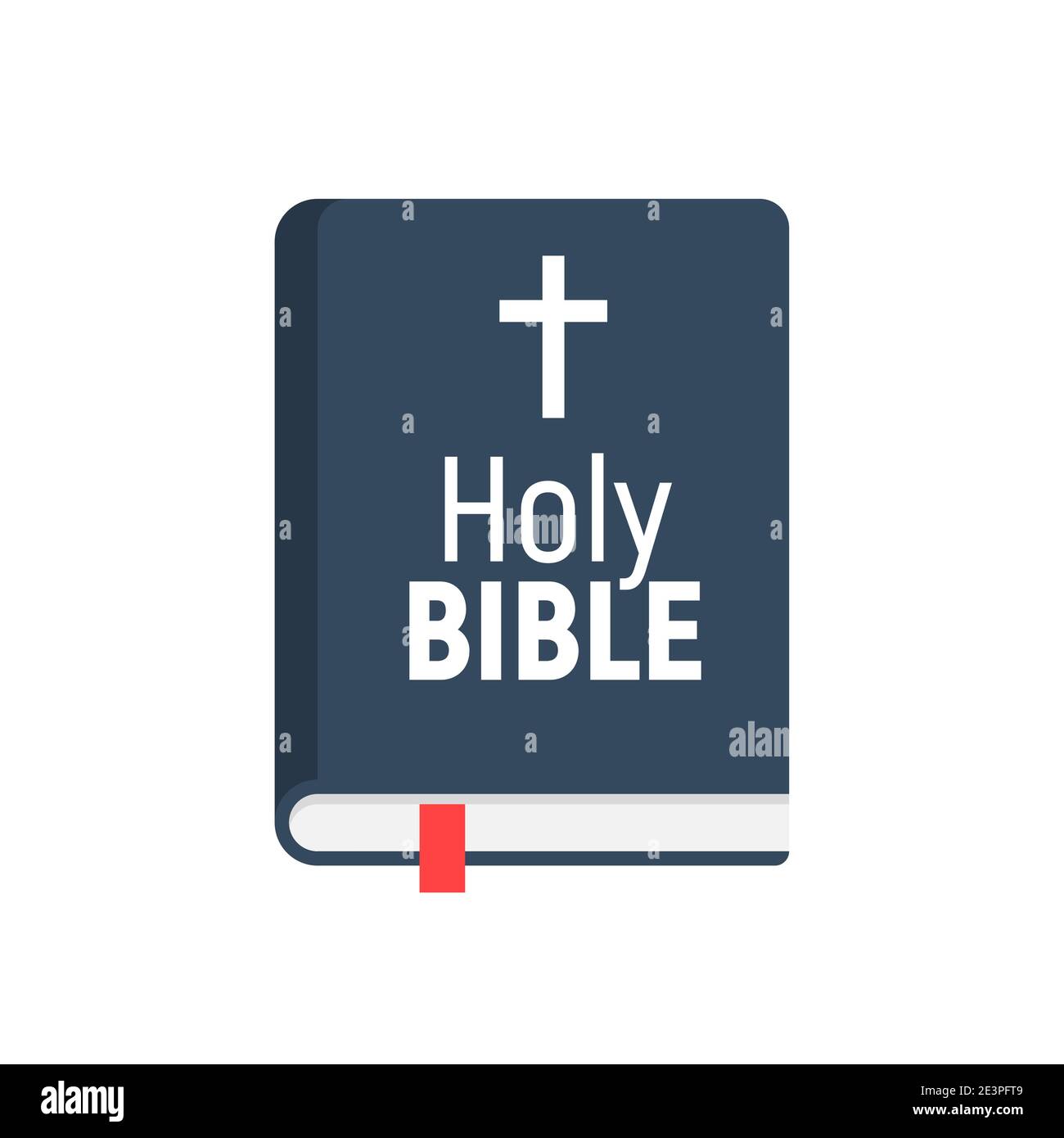 Icona del logo del vettore della Sacra Bibbia. Chiesa bibbia isolato libro disegno piatto pittogramma Illustrazione Vettoriale