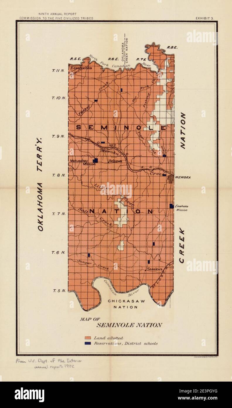 Mappa di Seminole Nation. Foto Stock