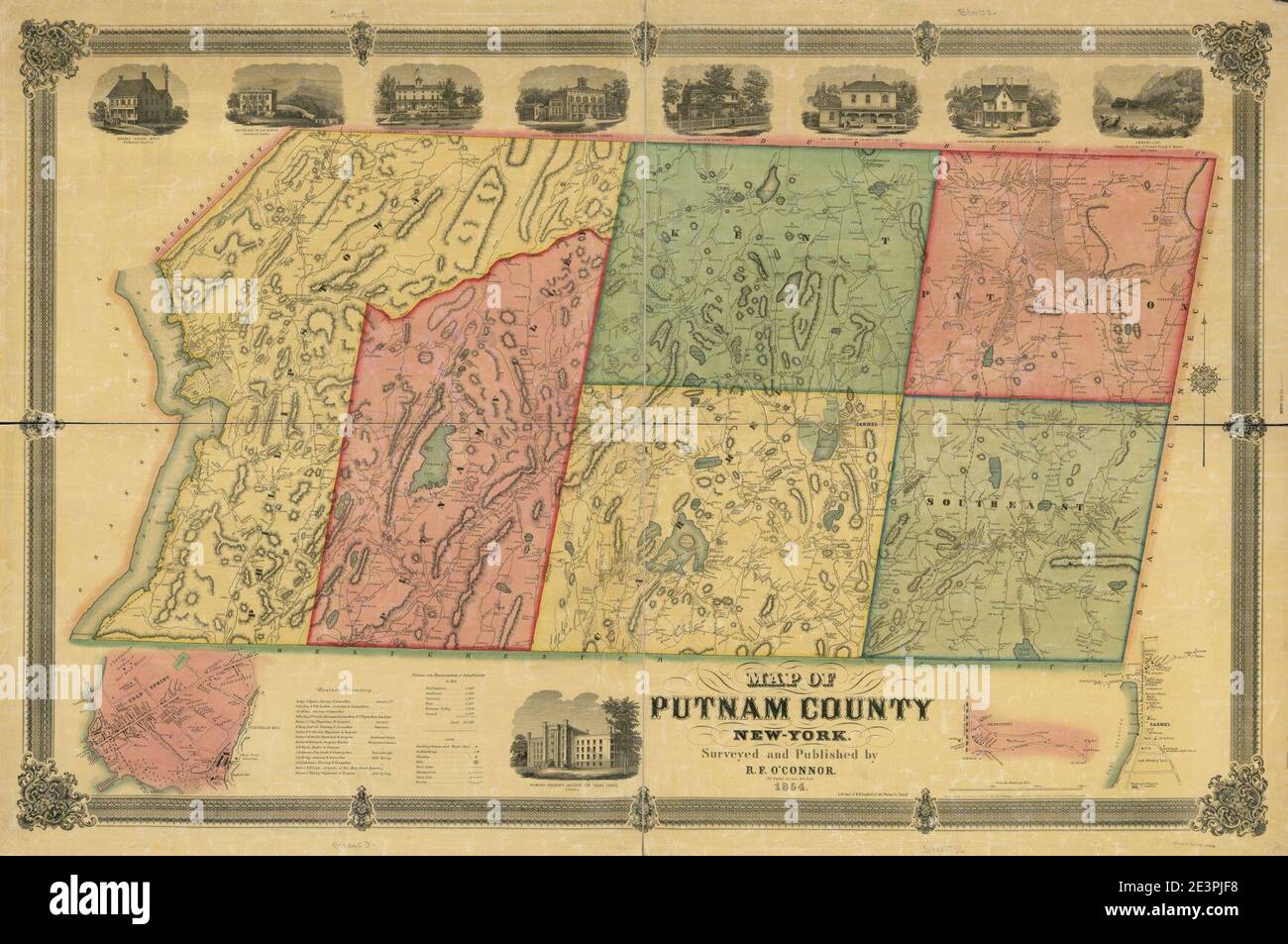Mappa della Contea di Putnam, New York Foto Stock