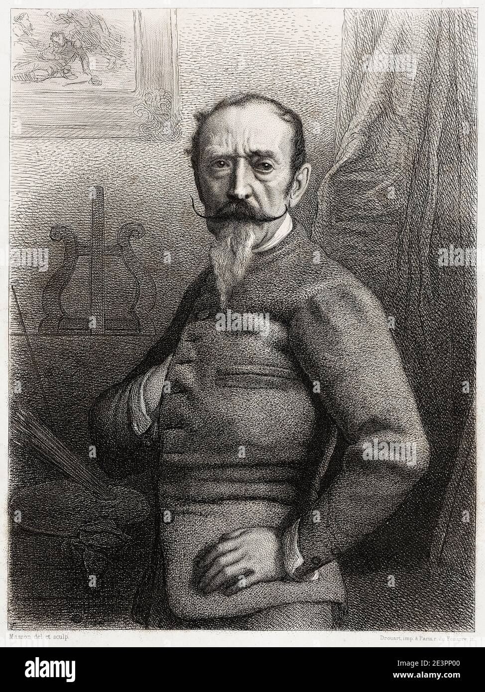 Émile Jean-Horace Vernet, (Horace Vernet) (1789-1863), pittore francese, ritratto di Alphonse-Charles Masson, 1857 Foto Stock