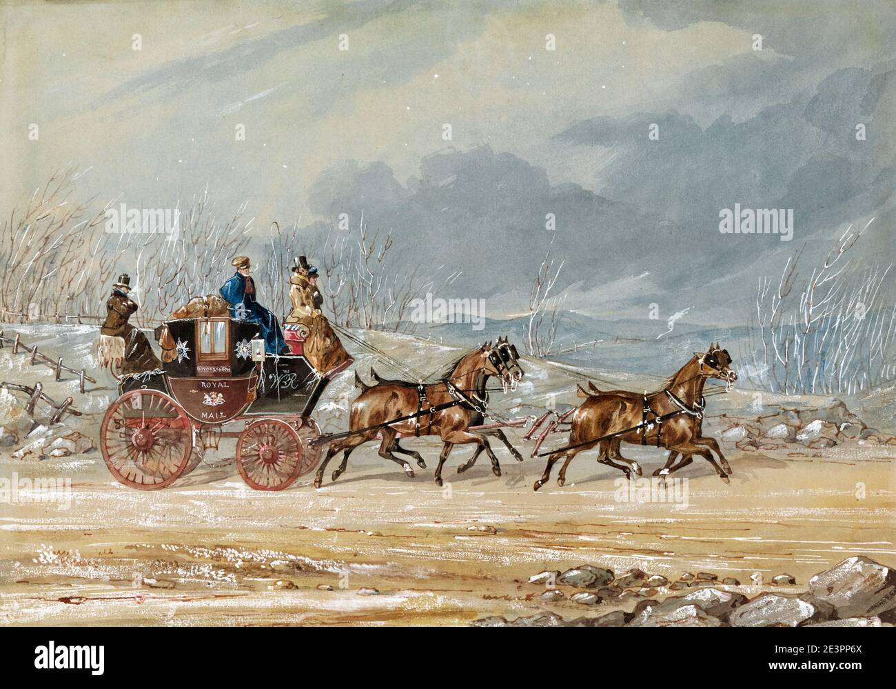 Charles B. Newhouse, il London-dover Royal Mail pullman e cavalli, pittura, 1830-1840 Foto Stock