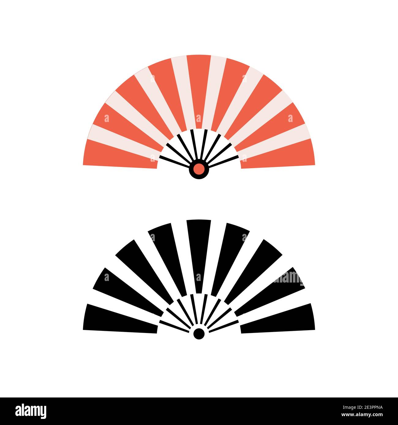 Icona della clitpart ripiegata cinese del ventilatore a mano. Il Giappone ha tenuto il vettore di fan handfan Illustrazione Vettoriale