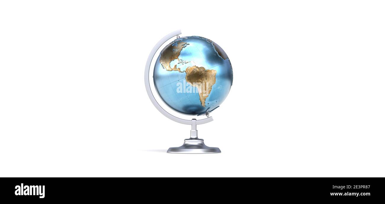 Sfondo bianco globo terrestre - rendering 3D Foto Stock