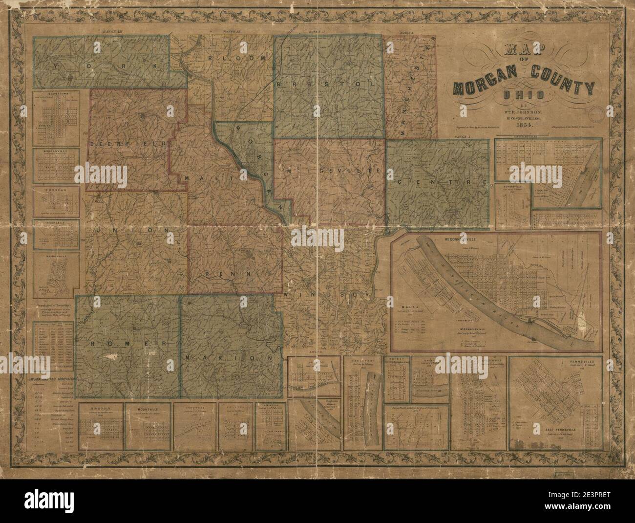 Mappa di Morgan County, Ohio Foto Stock