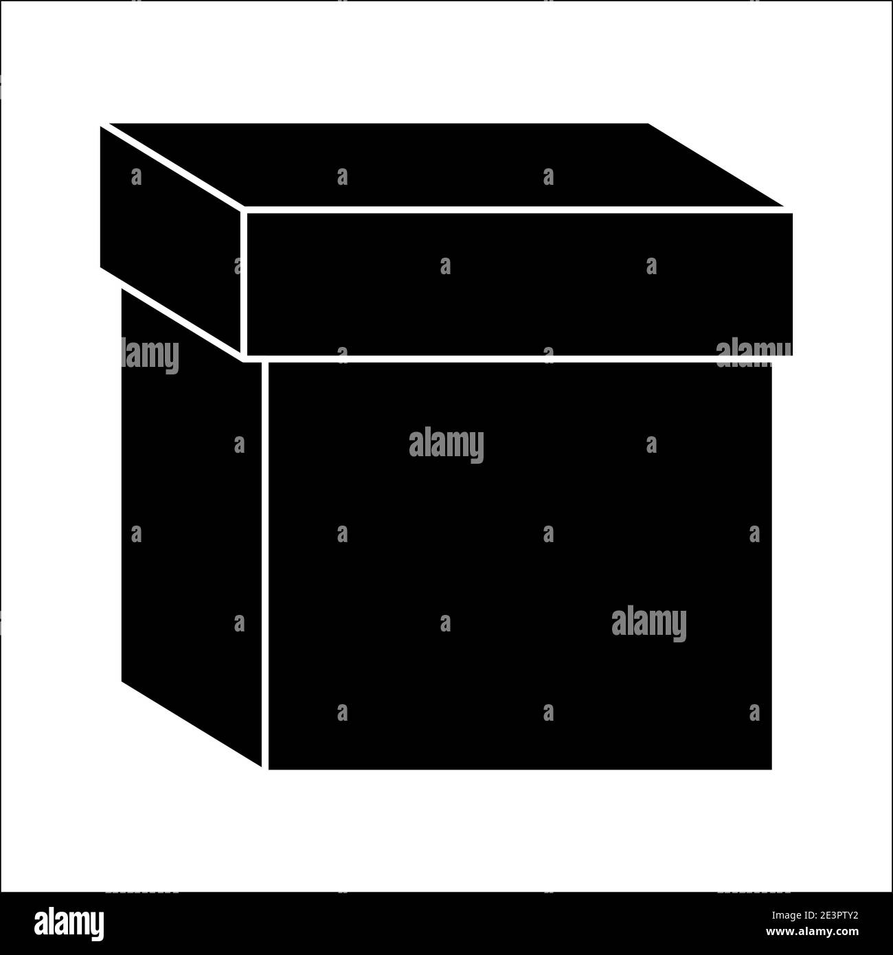 Icona della silhouette della scatola di cartone. Simbolo di imballaggio nero chiuso. Disegno vettoriale di cartoni animati isolato su sfondo bianco. Illustrazione Vettoriale