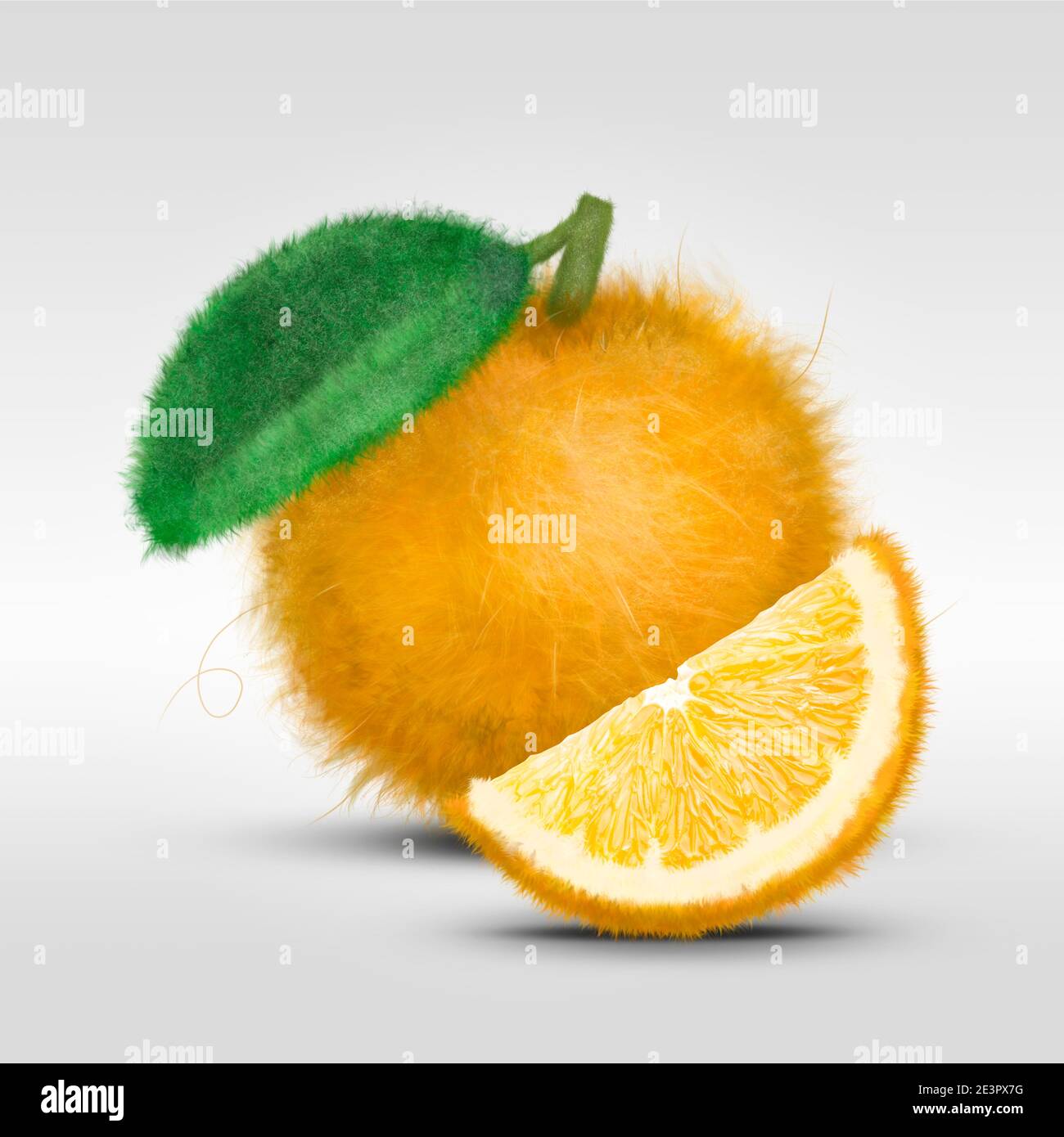 Illustrazione 3D di frutta realistica in tessuto feltrato Foto Stock