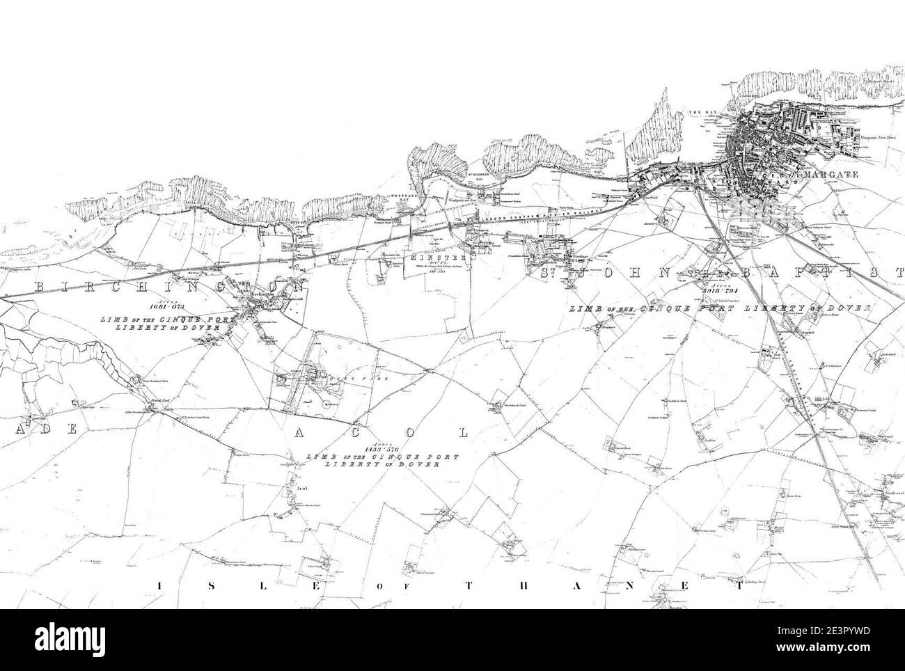 Mappa del foglio Kent 025, indagine sulle ordinanze, 1869-1882. Foto Stock