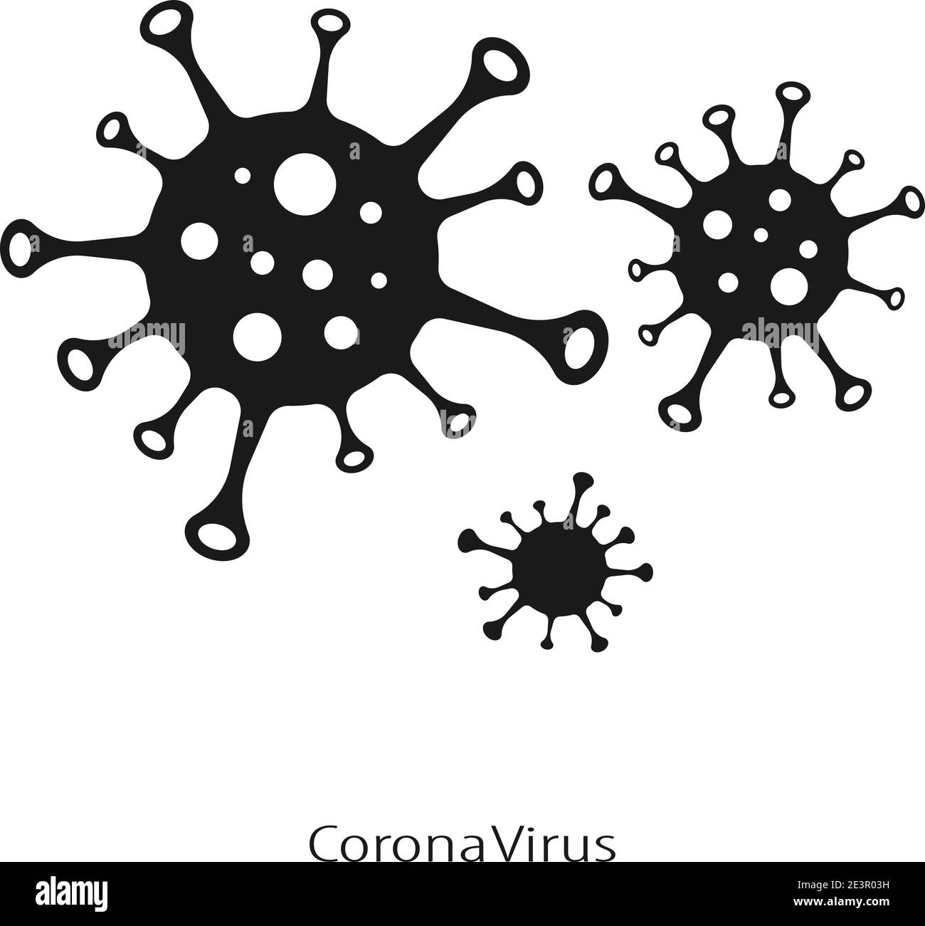 Icone di virus isolate su sfondo bianco. Coronavirus. Epidemia, pandemia. Modalità maschera. Infezione batterica e virale. Polmonite. Illustrazione Vettoriale