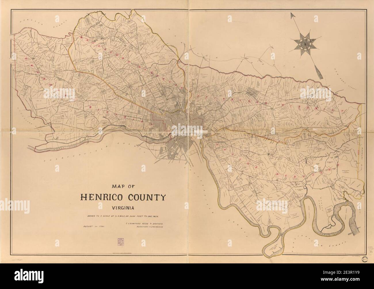 Mappa di Henrico County, Virginia Foto Stock