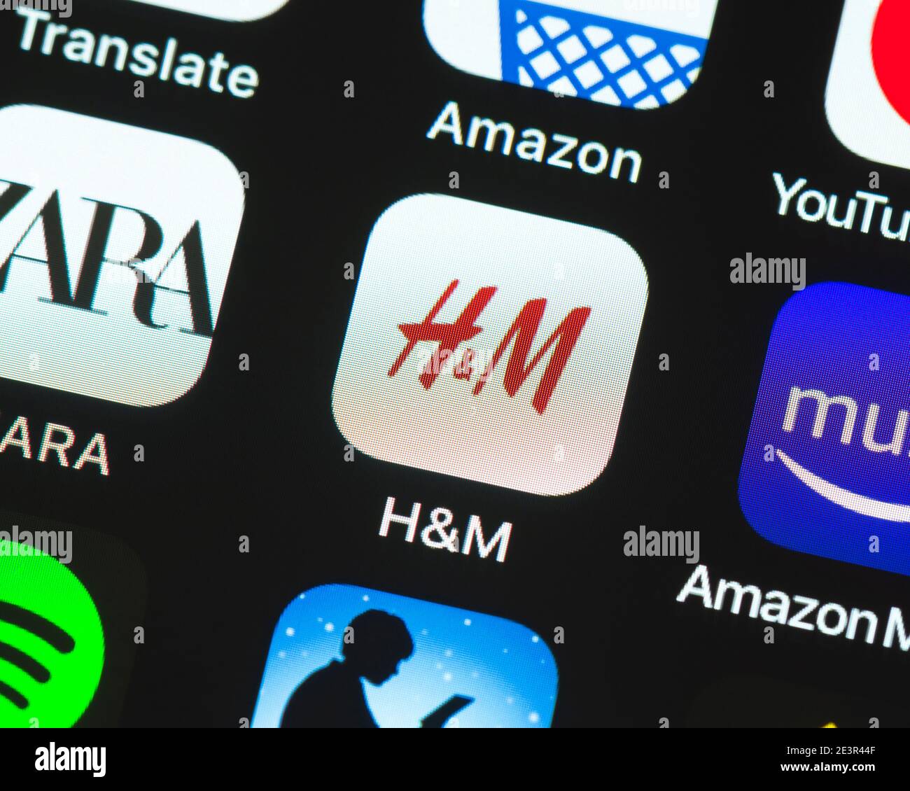 Icona delle app H e M sulla schermata di Apple iPhone Foto Stock