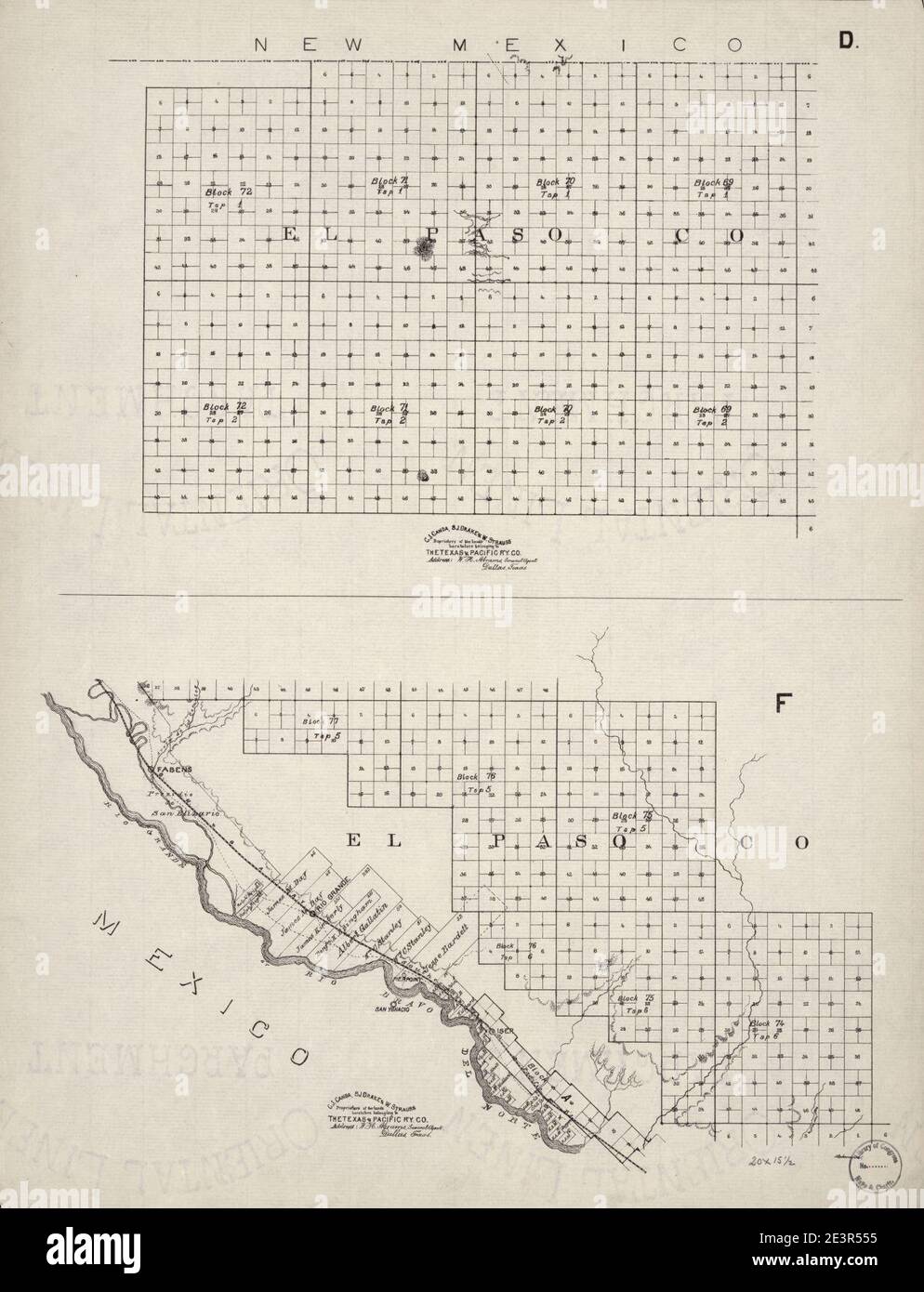 Mappa della contea di El Paso, Texas Foto Stock