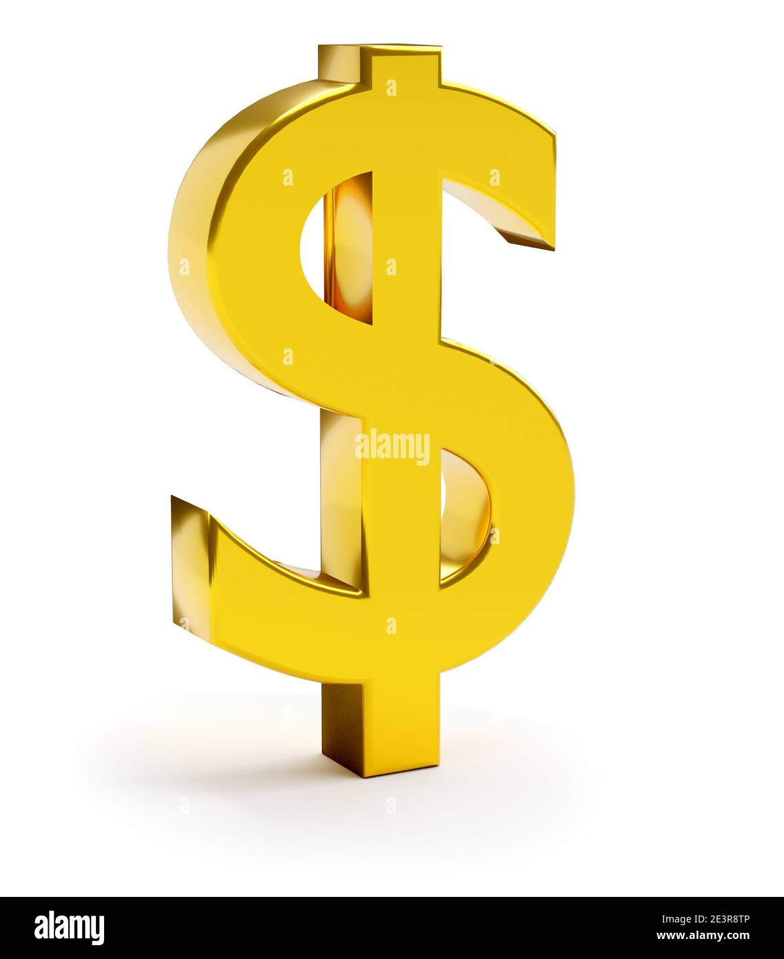 Simbolo finanziario e commerciale. Simbolo del dollaro d'oro. rendering 3d Foto Stock