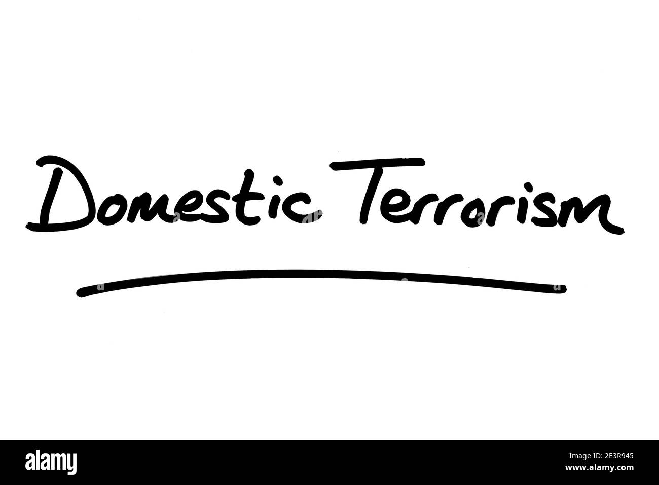 Terrorismo interno, scritto a mano su sfondo bianco. Foto Stock