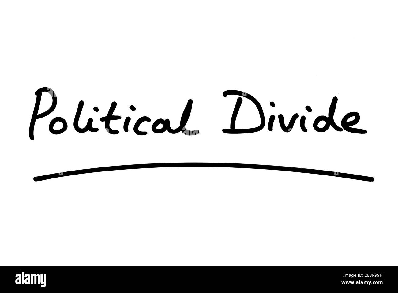 Divisione politica, scritta a mano su sfondo bianco. Foto Stock