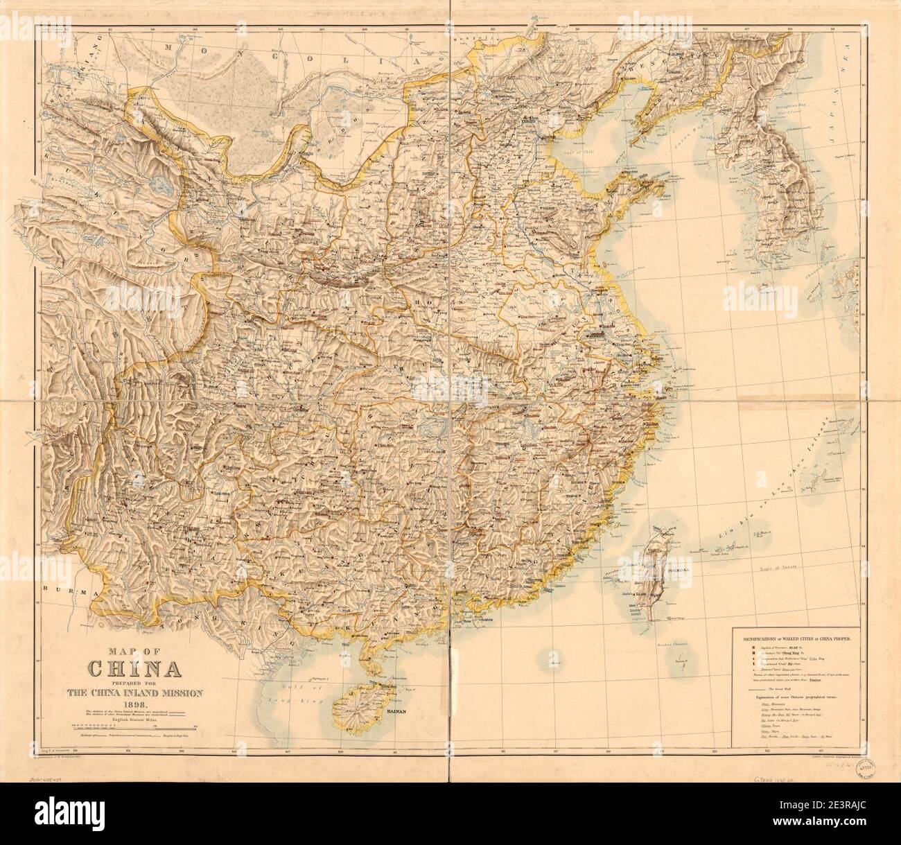 Mappa della Cina - preparata per la Missione di Entroterra della Cina Foto Stock