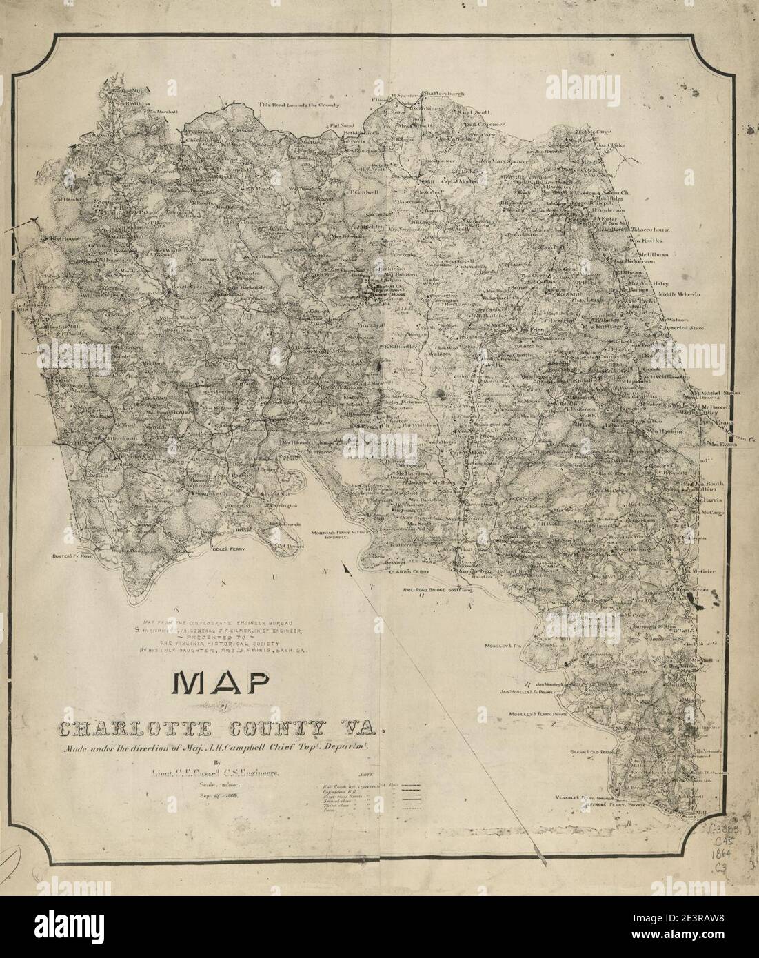 Mappa della contea di Charlotte, Virginia Foto Stock