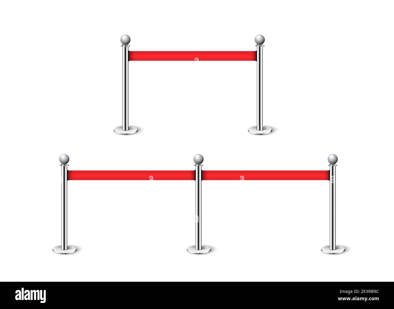 Recinzione corda rossa ingresso esclusivo evento vettore pole barriera celebrità metallo linea vip. Illustrazione Vettoriale