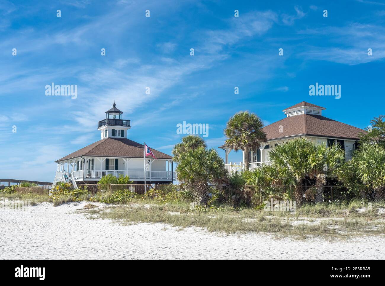 Port Boca Grande Faro e Museo, nel Gasparilla Island state Park sul Golfo del Messico, nella Florida sud-occidentale degli Stati Uniti Foto Stock