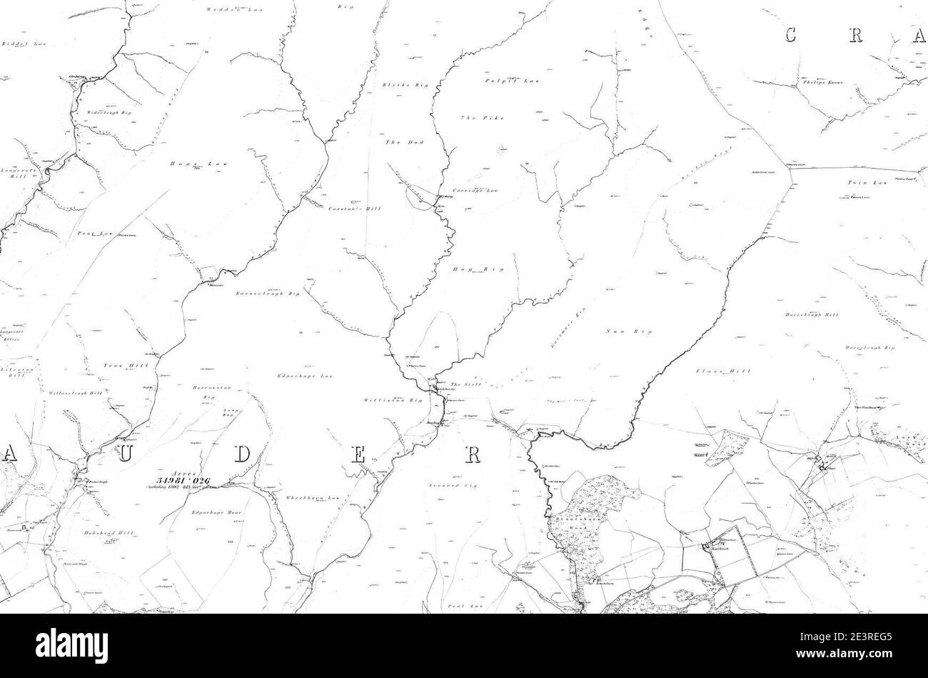 Mappa del Berwickshire foglio 014, Ordnance Survey, 1857-1862. Foto Stock